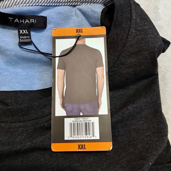 Tahari NWT Charcoal Pocket Tee Men XXL - Picture 9 of 12